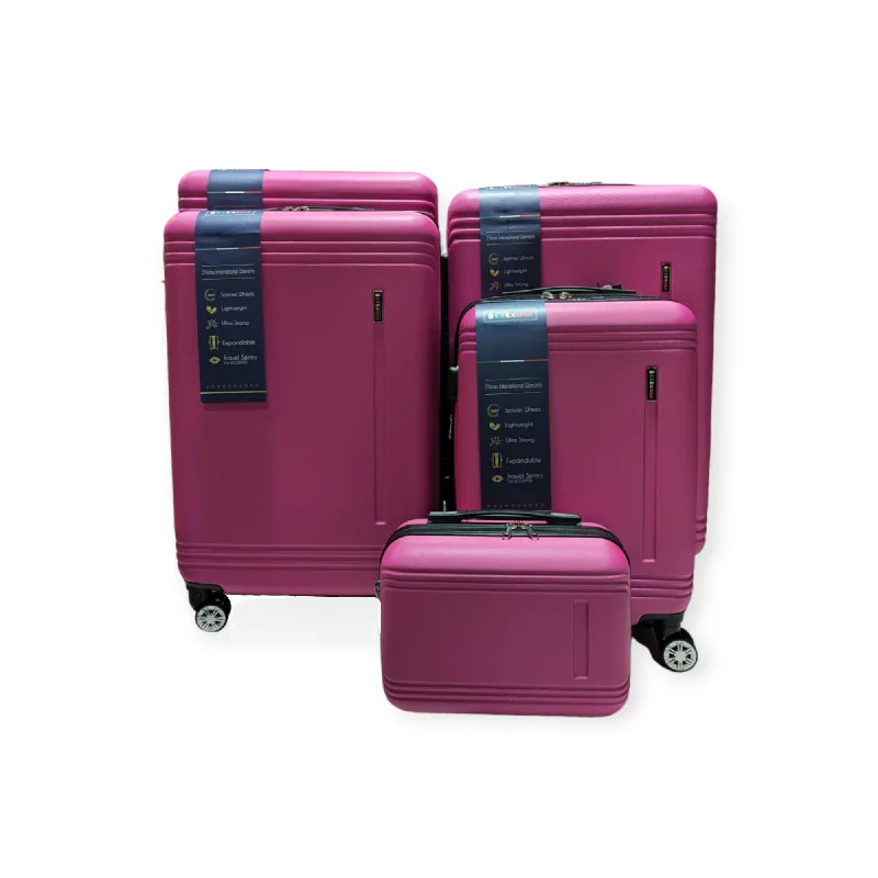 Travel - Size Toiletry Bottles with Leak - Proof Caps in ClearElegant Collection Pink Luggage 5 Piece Set (Beauty case /20/26/28/30") Suitcase Lock Spinner