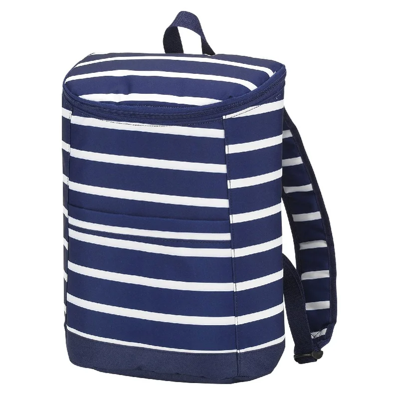 Reflective travel backpack for increased visibility during night travelNavy Stripe Cooler Backpack