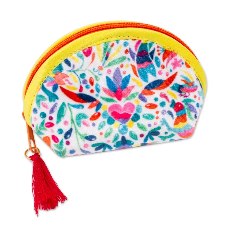 Reflective travel backpack for increased visibility during night travelOtomi-Inspired Printed White Cosmetic Bag