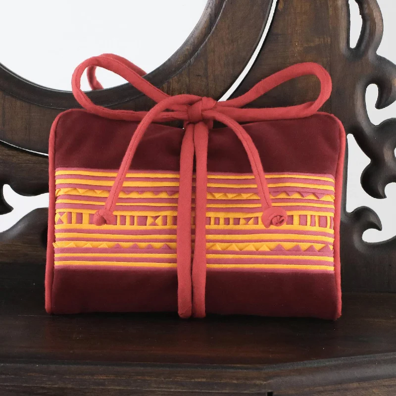 Water-resistant canvas travel shoulder bag for beach vacationsPrecious Hill Tribe in Red Velvet Jewelry Roll