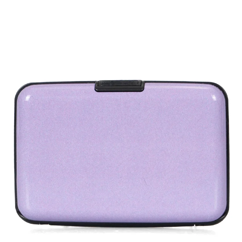 Women's Travel Makeup Bags with Mirror in Pink and BlackSolid Lilac Aluminium RFID Card Holder