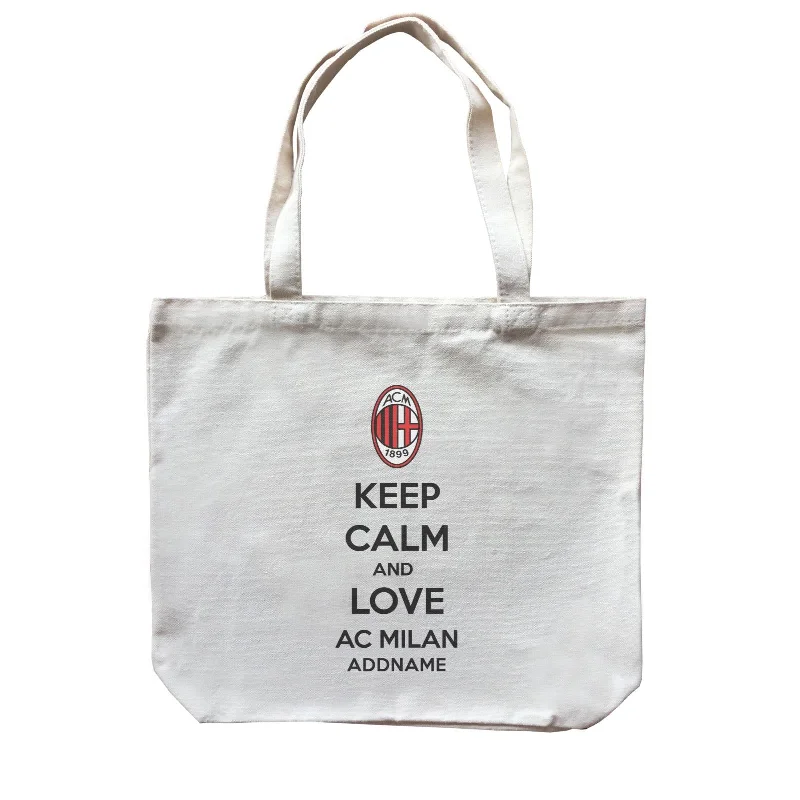 Recycled Canvas Shoulder Bag for Eco - Conscious ConsumersAC Milan Football Keep Calm And Love Serires Addname Canvas Bag