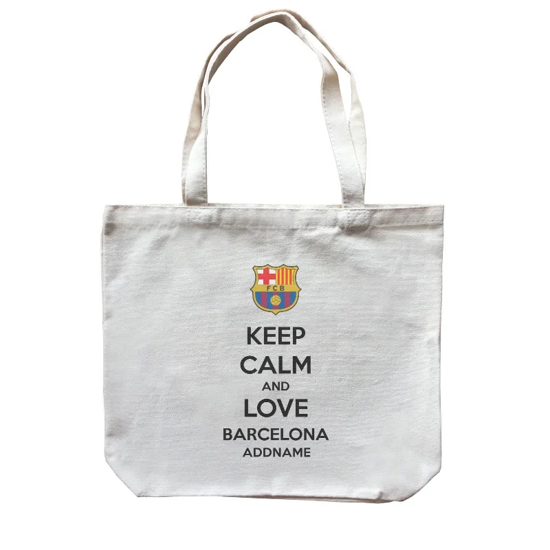 Large Capacity Canvas Tote Bag for Grocery Shopping with Reinforced HandlesBarcelona Football Keep Calm And Love Series Addname Canvas Bag