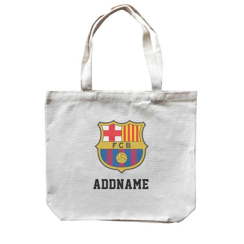 Large Capacity Canvas Tote Bag for Grocery Shopping with Reinforced HandlesBarcelona Football Logo Addname Canvas Bag