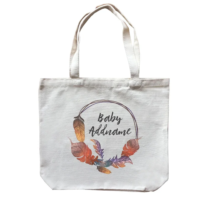 Minimalist Canvas Laptop Bag with Padded Interior for ProtectionColourful Feathers with Baby Personalizable Addname Canvas Bag