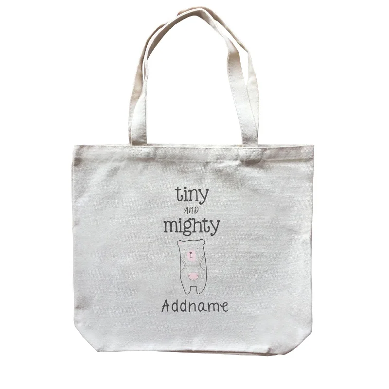 Recycled Canvas Shoulder Bag for Eco - Conscious ConsumersCute Animals and Friends Series 2 Bear Tiny And Mighty Addname Canvas Bag