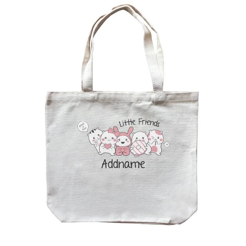 Recycled Canvas Shoulder Bag for Eco - Conscious ConsumersCute Animals And Friends Series Cute Hamster Little Friends Addname Canvas Bag