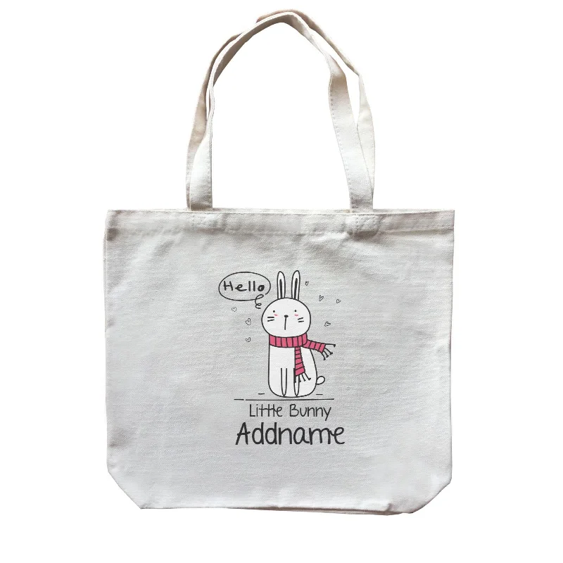 Customizable Canvas Tote Bag for Brand PromotionCute Animals And Friends Series Hello Little Bunny Addname Canvas Bag