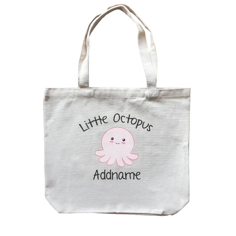 Canvas Art Supply Bag with Adjustable Dividers for ArtistsCute Animals And Friends Series Little Octopus Boy Addname Canvas Bag