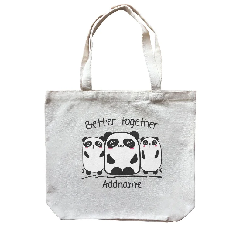 Canvas Art Supply Bag with Adjustable Dividers for ArtistsCute Animals And Friends Series Panda Better Together Group Addname Canvas Bag