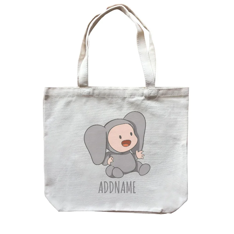 Heavy - Duty Canvas Tool Bag with Multiple Compartments for DIY EnthusiastsCute Baby in Grey Elephant Suit Addname Canvas Bag