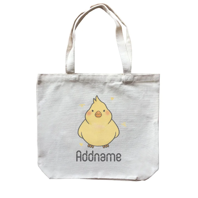 Large Capacity Canvas Tote Bag for Grocery Shopping with Reinforced HandlesCute Hand Drawn Style Chick Addname Canvas Bag