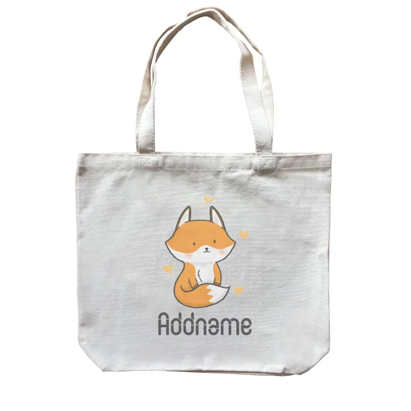 Canvas Art Supply Bag with Adjustable Dividers for ArtistsCute Hand Drawn Style Fox Addname Canvas Bag