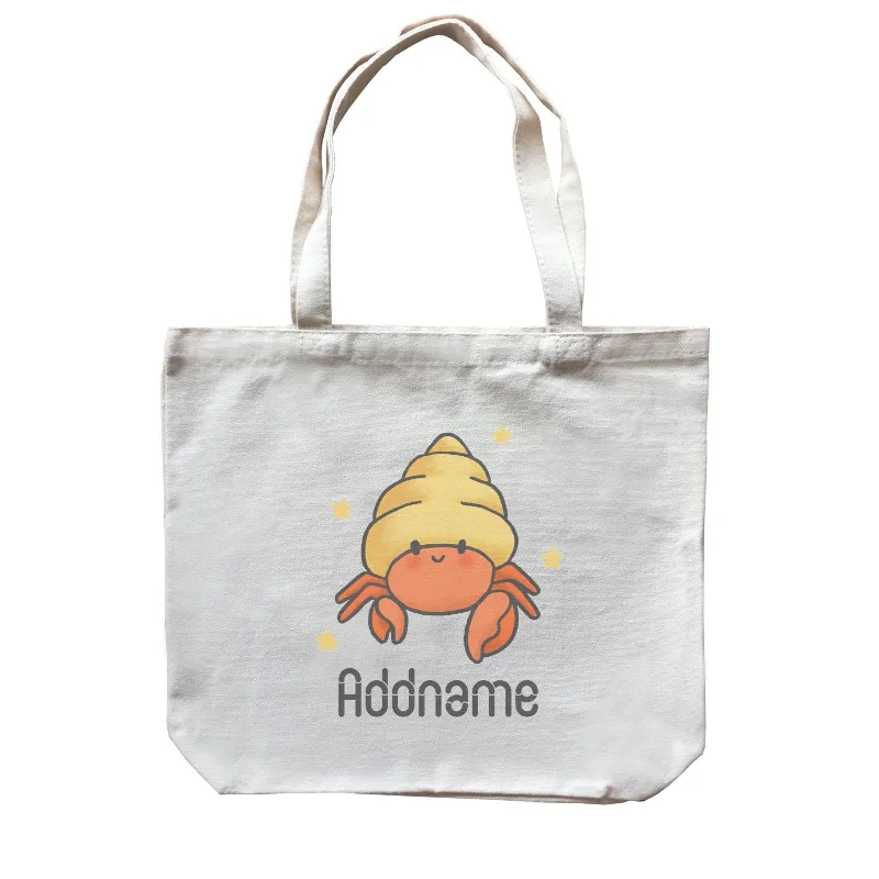 Recycled Canvas Shoulder Bag for Eco - Conscious ConsumersCute Hand Drawn Style Hermit Crab Addname Canvas Bag