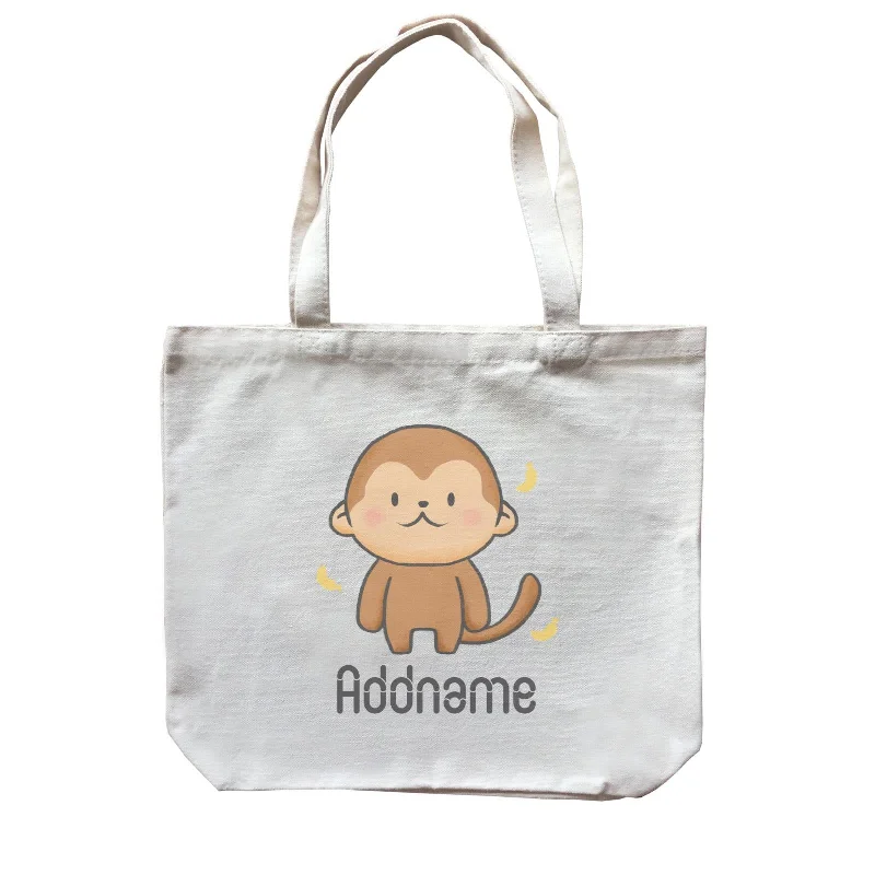 Canvas Bag with Leather Trim for a Stylish and Durable LookCute Hand Drawn Style Monkey Addname Canvas Bag