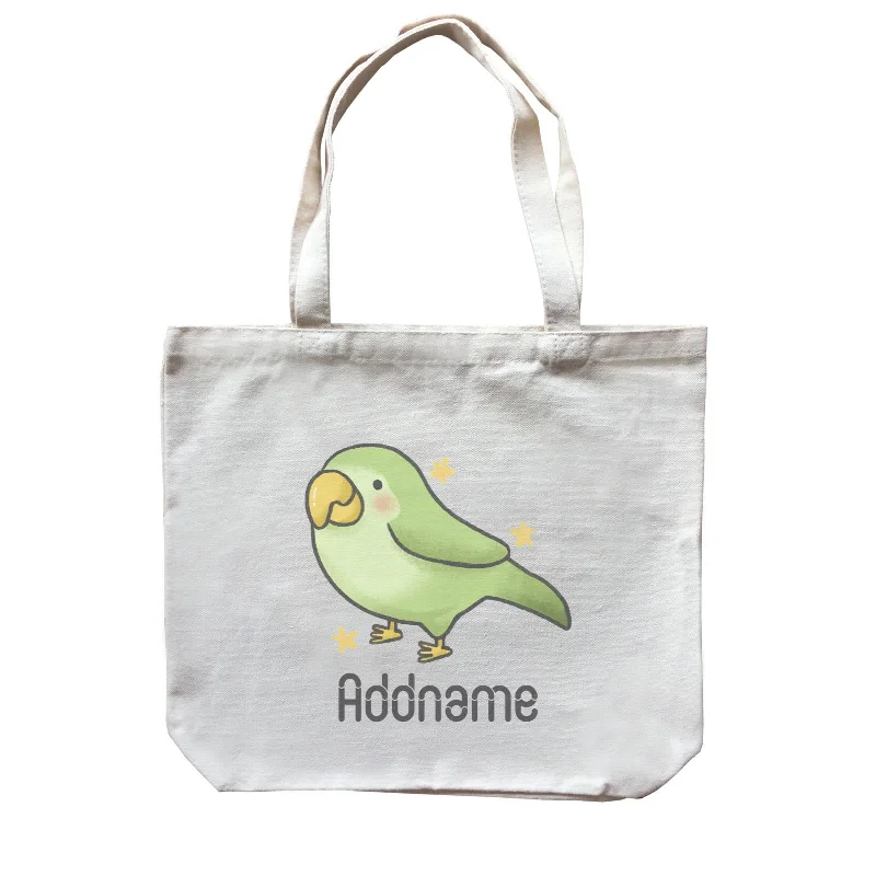 Rustic Brown Canvas Duffle Bag for Weekend GetawaysCute Hand Drawn Style Parrot Addname Canvas Bag