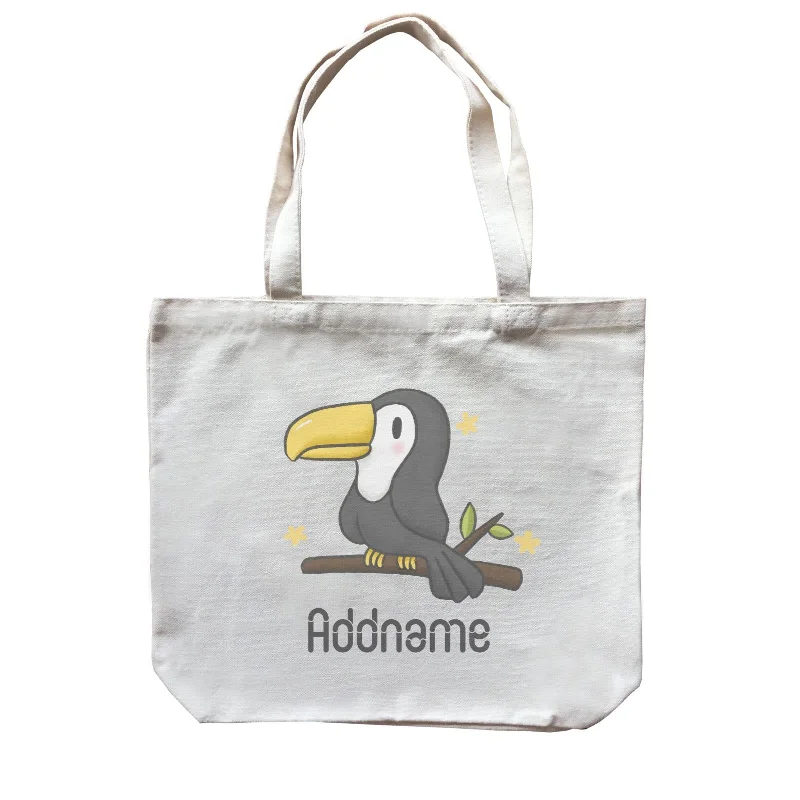 Foldable Canvas Shopping Bag for Easy Storage in Your CarCute Hand Drawn Style Toucan Addname Canvas Bag