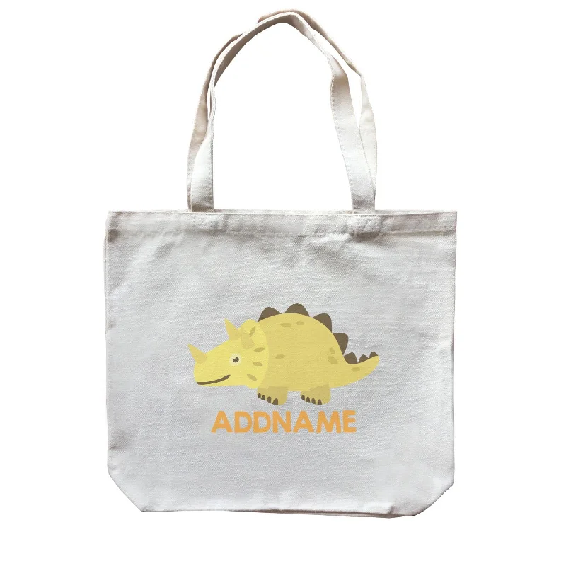 Large Capacity Canvas Tote Bag for Grocery Shopping with Reinforced HandlesCute Triceratops Dinosaur Personalizable Design Canvas Bag