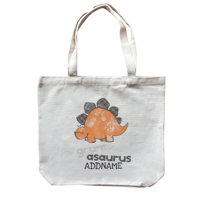 Canvas Bag with Leather Trim for a Stylish and Durable LookGrumpasaurus Dinosaur Addname Bag Canvas Bag