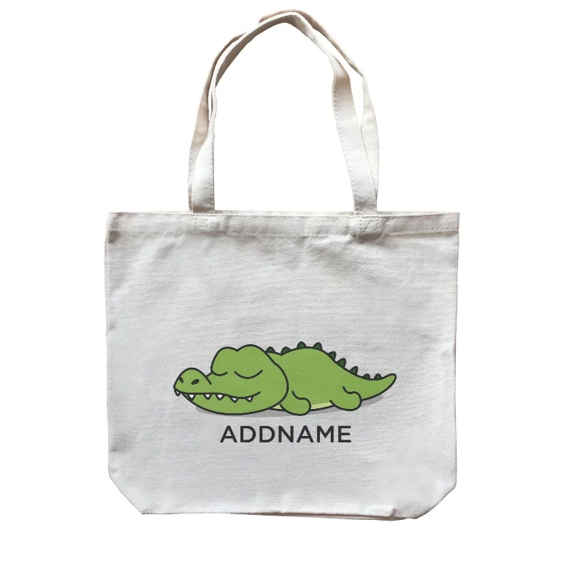 Canvas Bag with Leather Trim for a Stylish and Durable LookLazy Crocodile Addname Canvas Bag