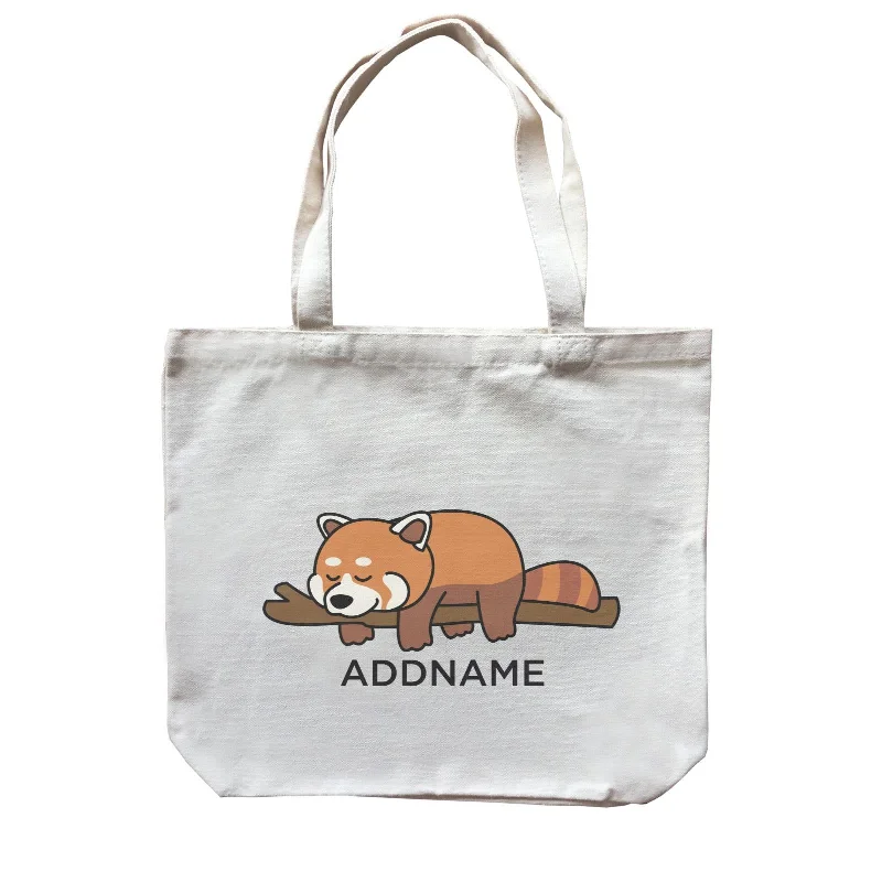 Multicolor Striped Canvas Tote Bag for Beach TripsLazy Red Panda Addname Canvas Bag