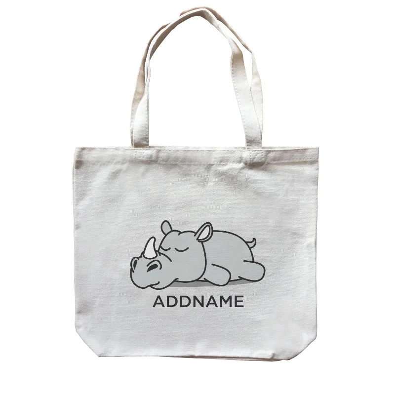 Plus - Size Canvas Tote Bag for Carrying Large ItemsLazy Rhinoceras Addname Canvas Bag