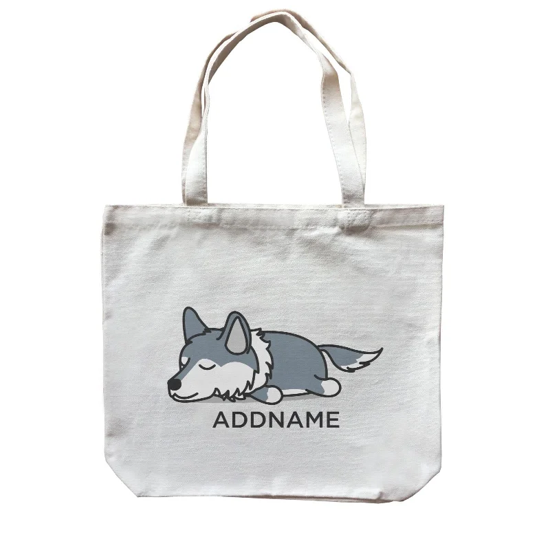 Boho - Style Embroidered Canvas Handbag for Summer FestivalsLazy Wolf Addname Canvas Bag