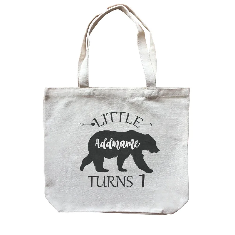 Large Capacity Canvas Tote Bag for Grocery Shopping with Reinforced HandlesLittle Bear Silhouette Birthday Theme Personalizable with Name and Number Canvas Bag