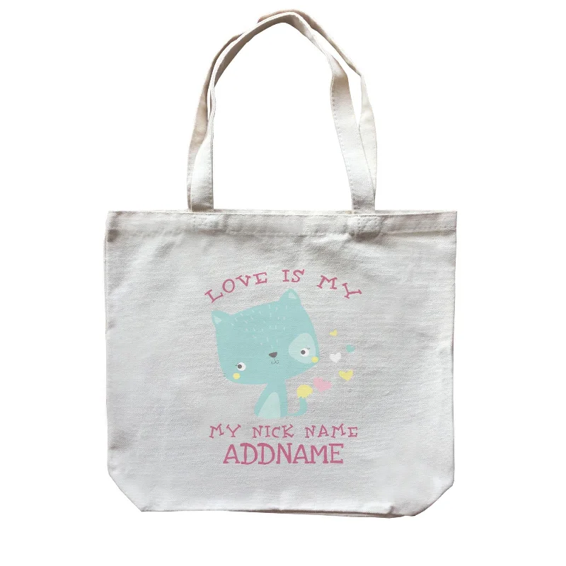 Black Canvas Laptop Messenger Bag for Professional UseLove Is My Nickname Pastel Cat Addname Canvas Bag