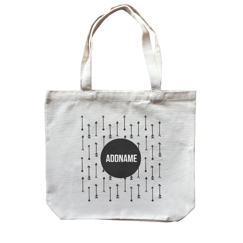 Multicolor Striped Canvas Tote Bag for Beach TripsMonochrome Black Circle with Arrows Addname Canvas Bag