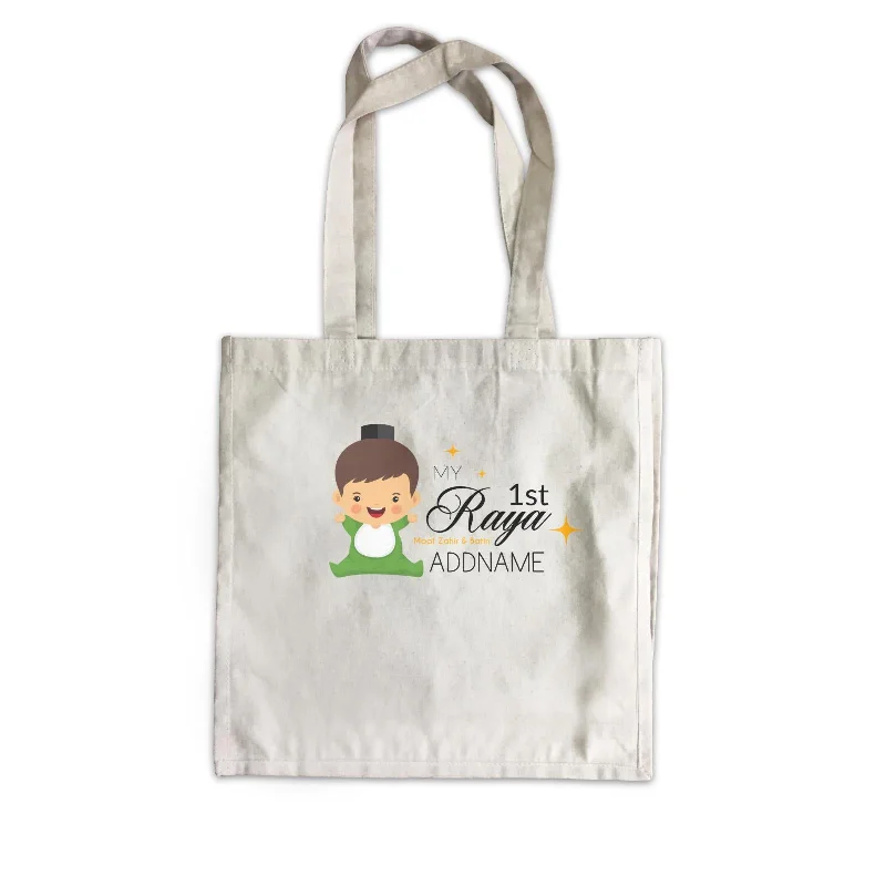 Foldable Canvas Shopping Bag for Easy Storage in Your CarMy 1st Raya Baby Boy Canvas Bag  Personalizable Designs Sweet Character