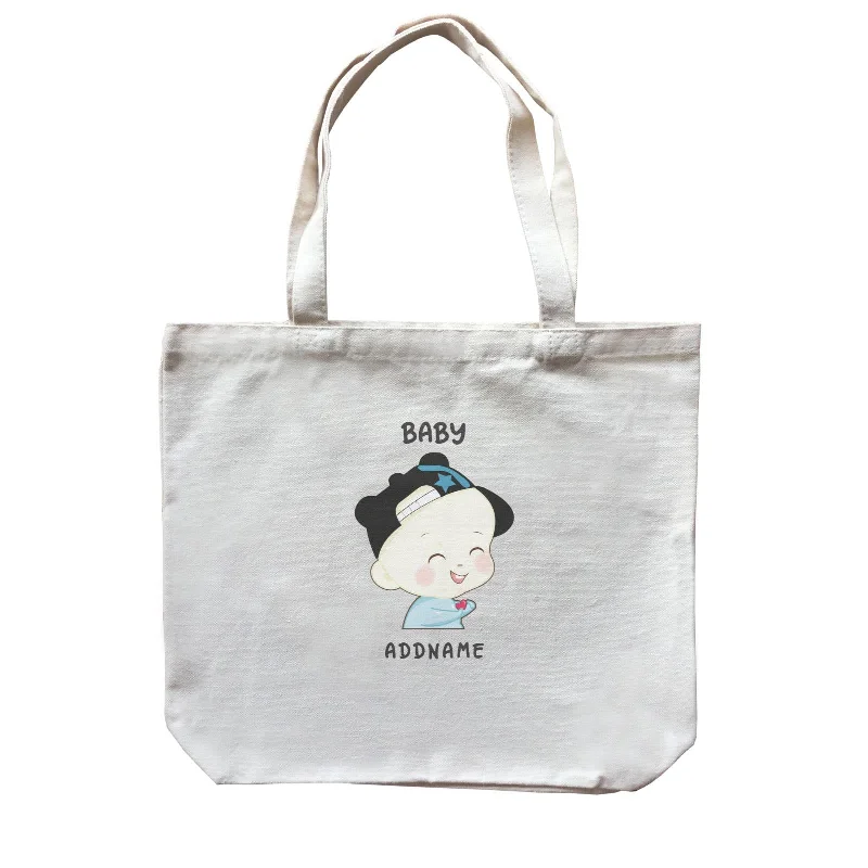 Canvas Art Supply Bag with Adjustable Dividers for ArtistsMy Lovely Family Series Baby Boy Addname Canvas Bag