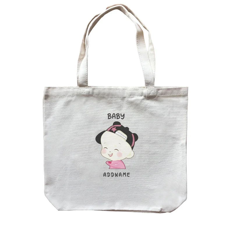 Canvas Bag with Leather Trim for a Stylish and Durable LookMy Lovely Family Series Baby Girl Addname Canvas Bag