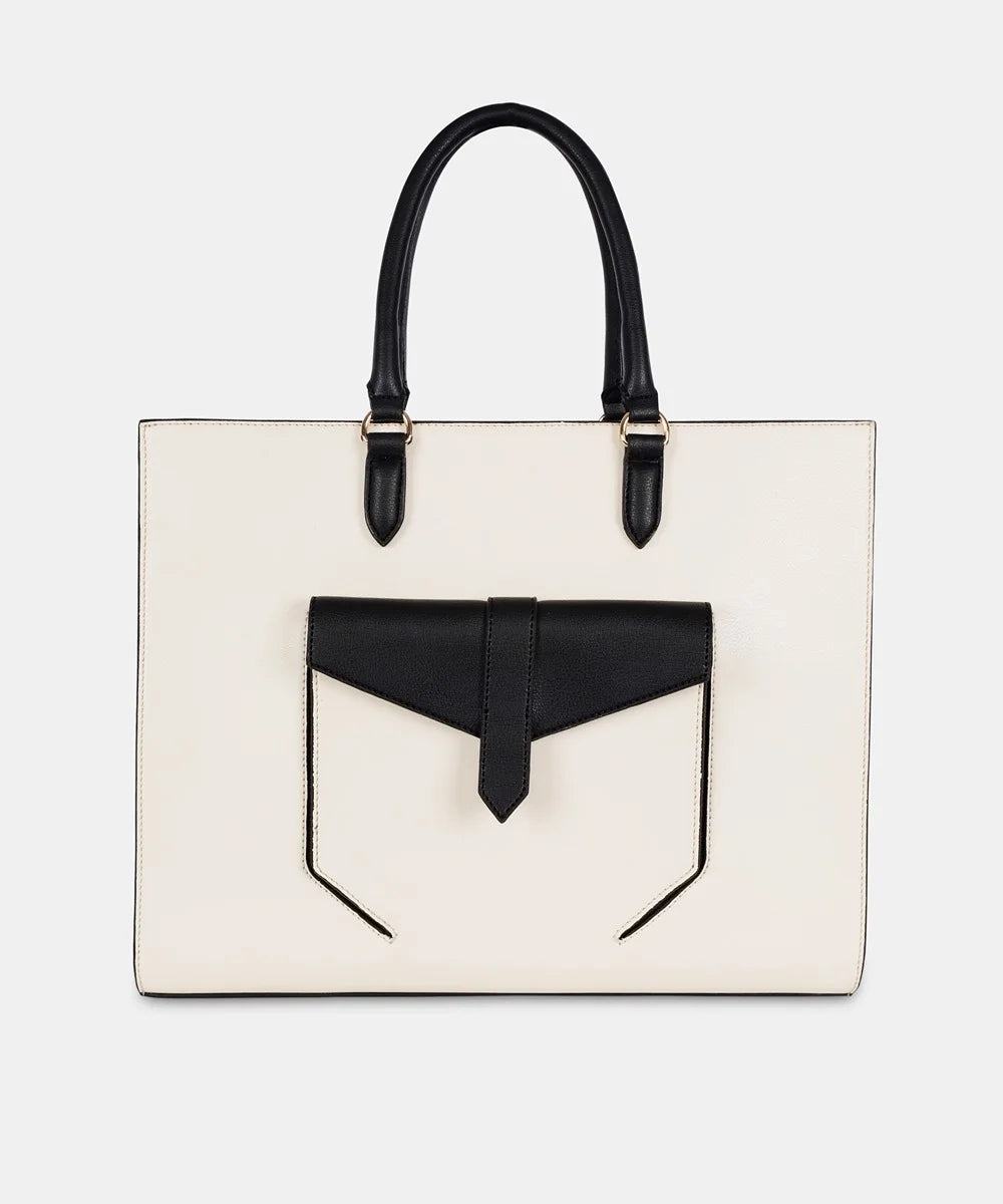 Faux Fur - Trimmed Tote Bag in White for a Cozy Winter LookAmanda Tote