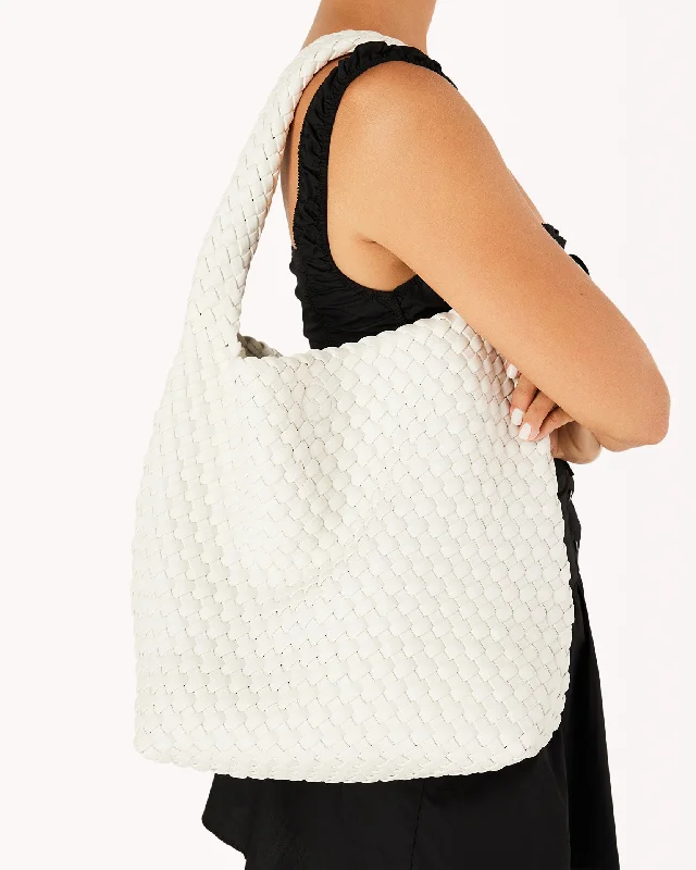 Linen Tote Bag in Natural Beige with Braided Details for a Rustic Summer EnsembleAVIVA TOTE BAG - BONE