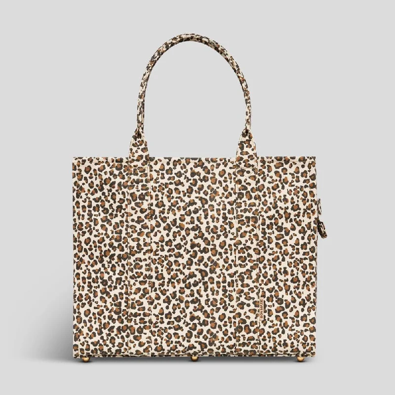 Women's Tote Bag with Inner Compartments in Gray for Organizing Everyday EssentialsLarge Bon Vivant Structured Tote Bag -- Tan Leopard