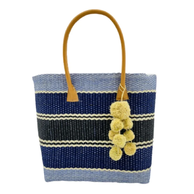 Embroidered Tote Bag in Beige with Floral Motifs for a Boho - Chic VibeCabrillo Sisal Basket Bag In Blue