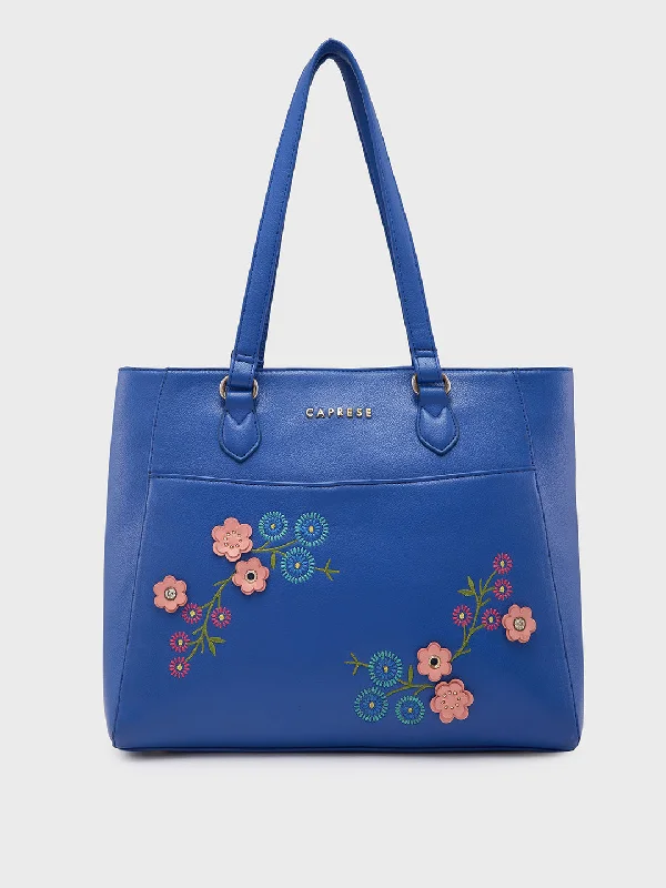 Monogrammed Tote Bag in Brown Leather with Personalized Initials for a Custom and Elegant TouchCaprese Erica Tote Medium Floral Women'S Office Handbag Blue