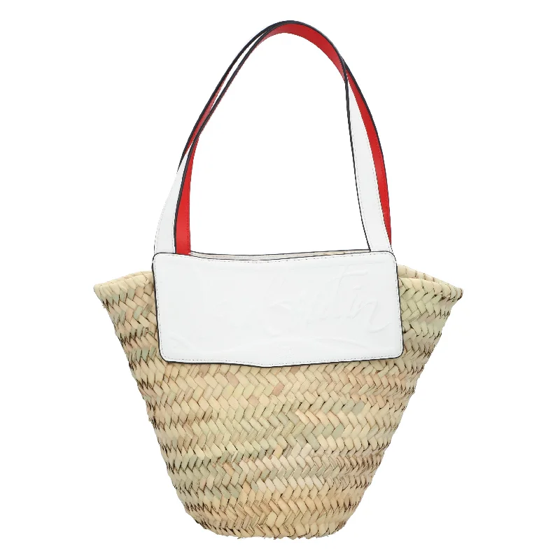 Linen Tote Bag in Natural Beige with Braided Details for a Rustic Summer EnsembleChristian Louboutin Loubishore Tote Small White