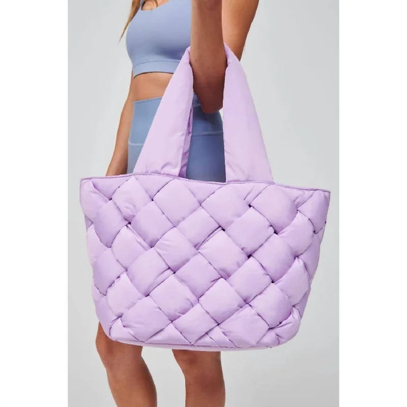 Large Capacity Genuine Leather Women's Tote Bag in Black for Work and CommutingIntuition East West Tote Bag In Lilac