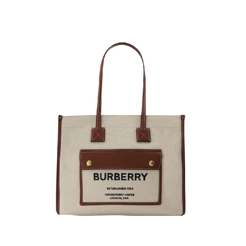 Large Capacity Genuine Leather Women's Tote Bag in Black for Work and CommutingLl Sm Pocket Dtl Ll6 Tote Bag - Burberry -  Natural/Tan - Cotton