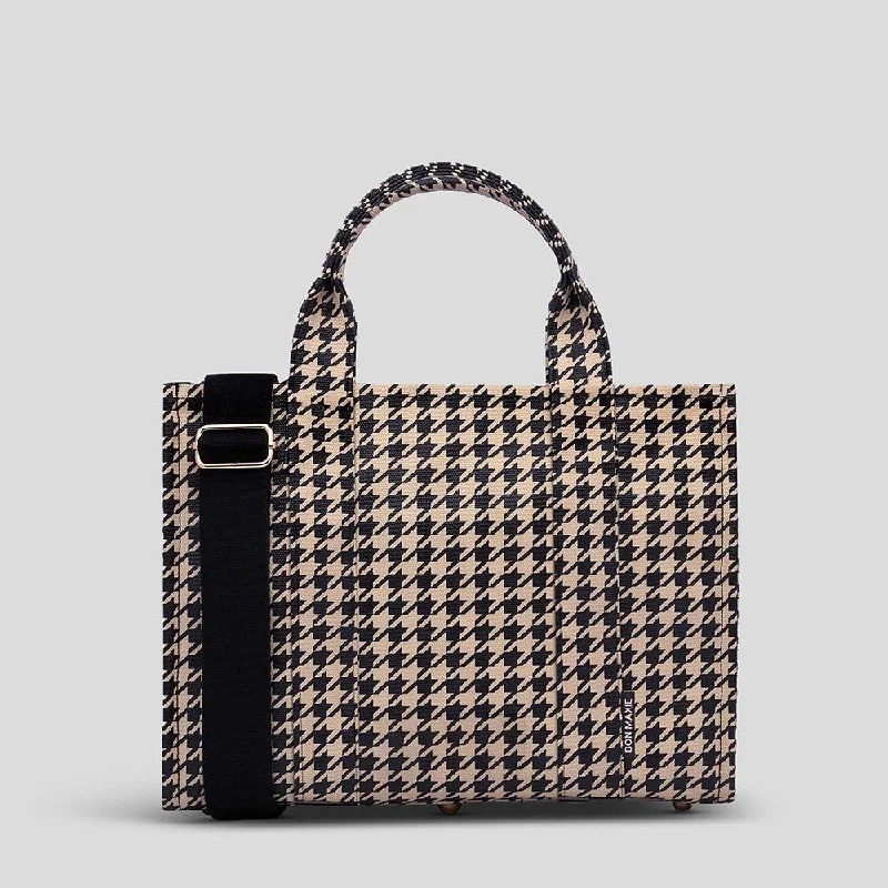 Monogrammed Tote Bag in Brown Leather with Personalized Initials for a Custom and Elegant TouchSmall Bon Vivant Structured Tote Bag -- Mini Tote Black Houndstooth