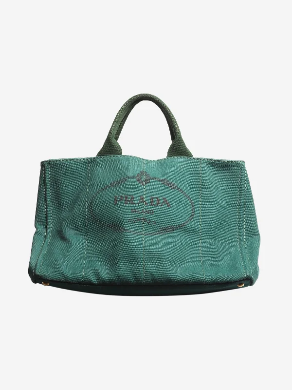 Tote Bag with RFID - Blocking Pocket in Black for Protecting Your Cards and InformationDark green canvas tote bag