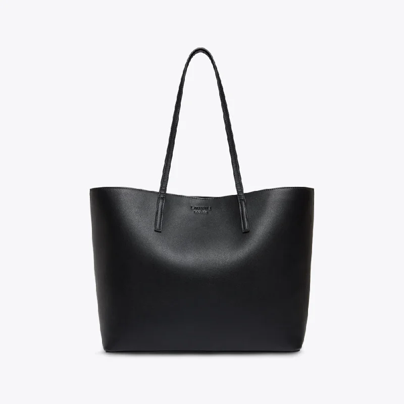 Large Capacity Genuine Leather Women's Tote Bag in Black for Work and CommutingSienna - Triple Compartment