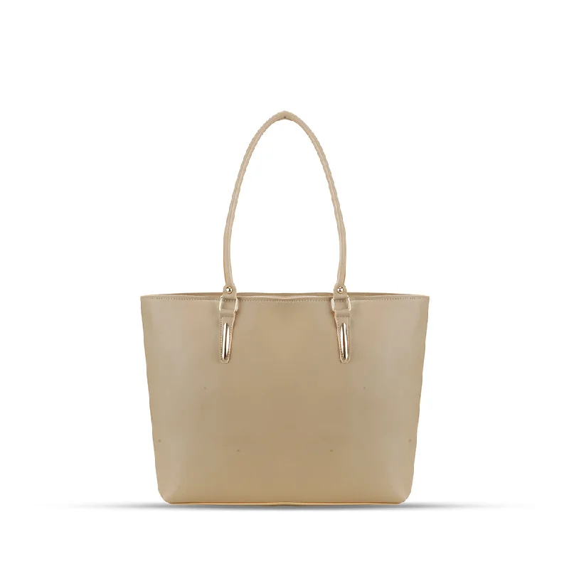 Faux Fur - Trimmed Tote Bag in White for a Cozy Winter LookSKY BEIGE