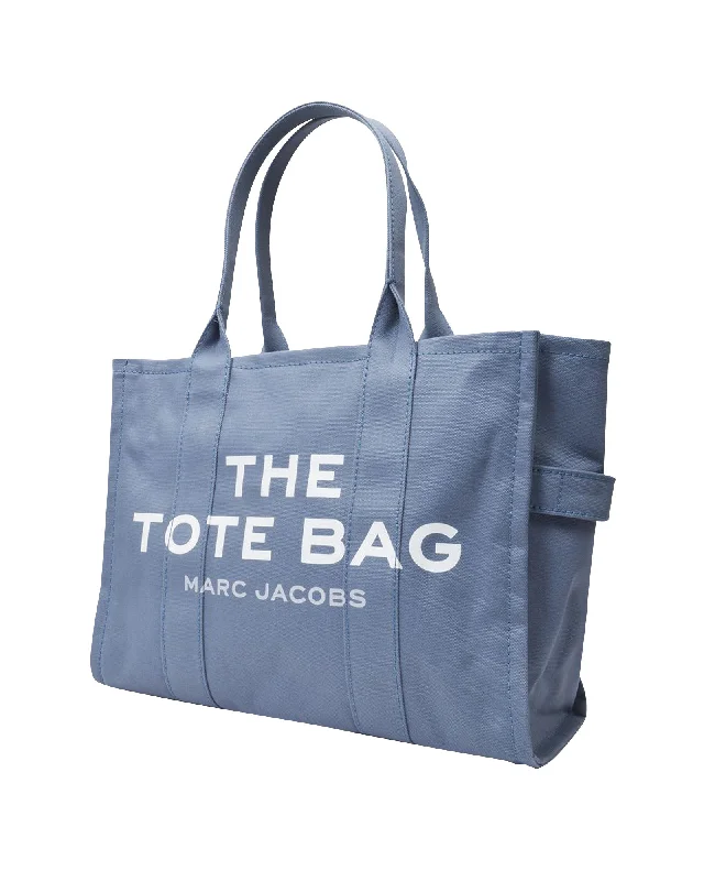 Faux Fur - Trimmed Tote Bag in White for a Cozy Winter LookThe Large Tote Bag in Blue Canvas