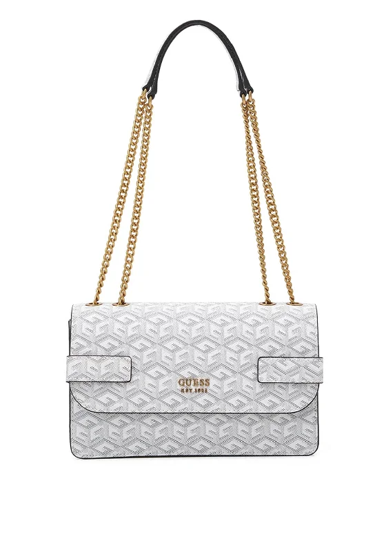 Women's Shoulder Bag with Floral Embroidery in Purple for Spring WalksGuess Atene G Cube Logo Shoulder Bag, Stone Grey