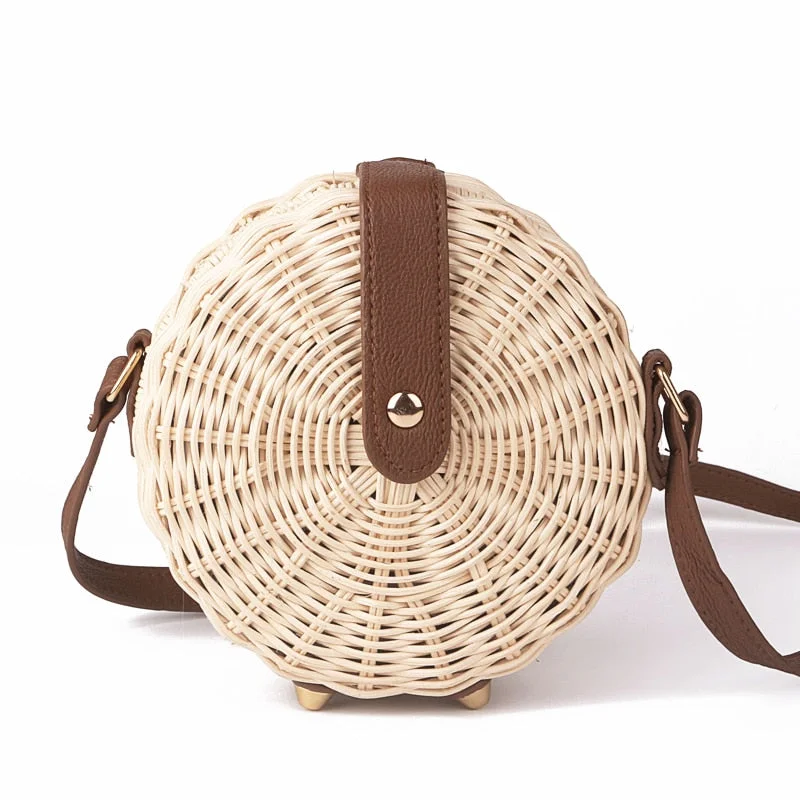 Vegan Leather Shoulder Bag in Gray for Ethical Fashion LoversBohemian Bali Rattan Beach Straw Bag