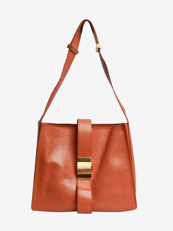 Vegan Leather Shoulder Bag in Gray for Ethical Fashion LoversOrange The Marie leather shoulder bag