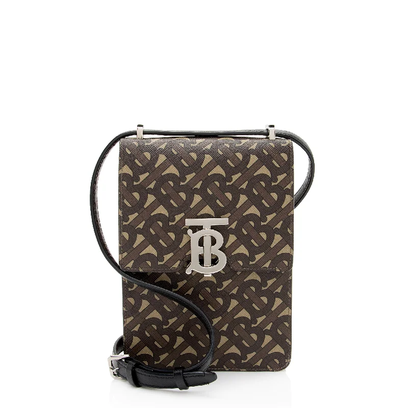 Quilted Leather Evening Bag in Gray for Sophisticated EventsBurberry E-Canvas TB Monogram Robin Mini Messenger